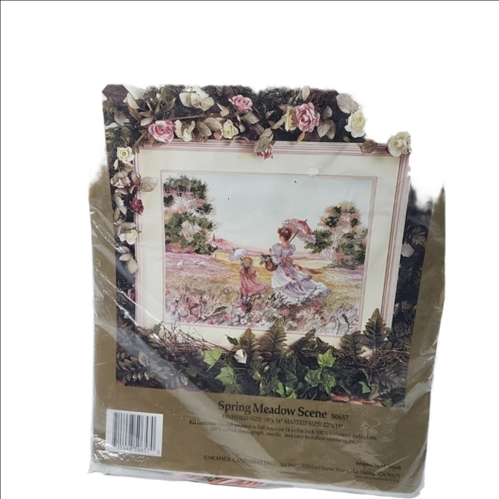 Candamar Cross Stitch Kit Spring Meadow Scene 18x14